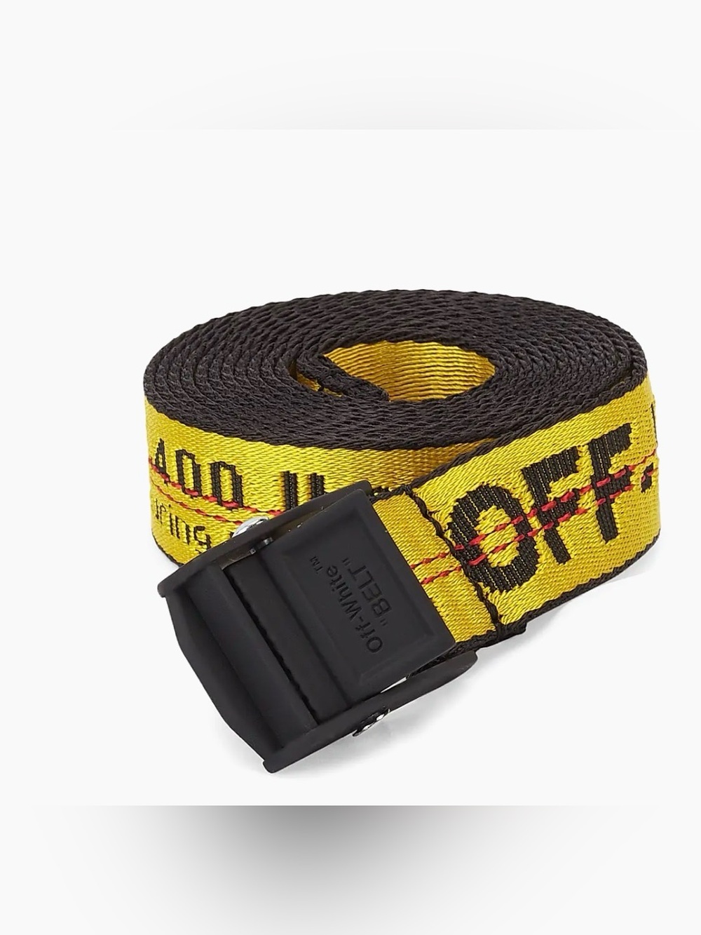 Off-White Yellow and Black Industrial Webbing Belt with Black Buckle